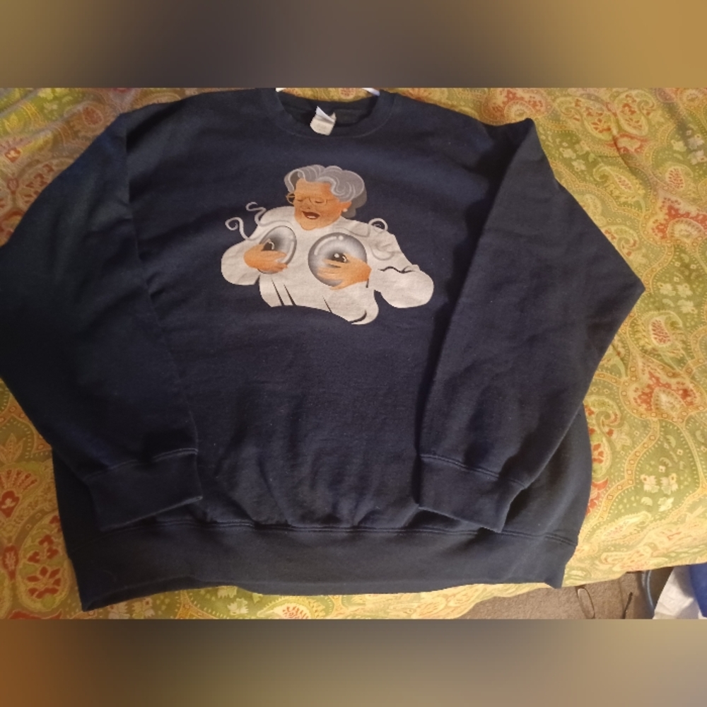 Mrs. Doubtfire Hot Flashes XL Navy Blue Sweatshirt Cotton Blend